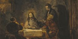 Cena in Emmaus, attribuita a Benjamin West (1738-1820) da Rembrandt van Rijn (1606-1669). Acquerello; The Cleveland Museum of Art, Dono di Robert Hays Gries 1942.886